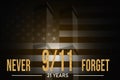 Remembering 21 years of Nine Eleven Incident with United States Flag and stars. Patriot Day of USA Wallpaper Banner Design