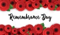 Remembrance, Anzac Day web header. Poppies flowers. Memorial banner, card.