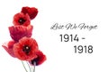 Remembrance day banner with poppy flowers against white background Royalty Free Stock Photo