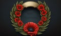 Remembrance Day Banner with Red Poppy Wreath for Memorial Celebrations. AI Royalty Free Stock Photo