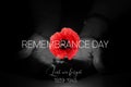 Remembrance Day Banner Template. Red Poppy over Burning Candle in the Human Hands. Royalty Free Stock Photo