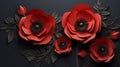 Remembrance day lest we forget. realistic red poppy flower international symbol of peace with paper cut art and craft style Royalty Free Stock Photo