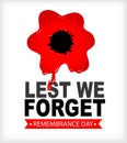 Remembrance Day Lest we forget Red poppy in blood