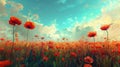 Remembrance Day Tribute in Poppy Field: Artwork Concept Generated by Neural Network Royalty Free Stock Photo