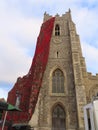 Remembrance Poppies hanging from St Peters Church