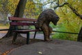 Remembrance statue of a sad Bear Jo who used to live in the city park of Maastricht in a bear pit. Royalty Free Stock Photo