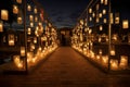 Remembrance Walkway with Photos and Candlelit