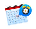 Reminder in Calendar. Calendar with clock. Alert for business planning, events, reminder in calendar. Vector Royalty Free Stock Photo