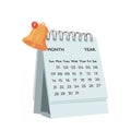 Reminder in calendar on purple background. notifications page with floating elements. Alert for Royalty Free Stock Photo