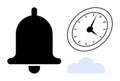 Reminder Concept with Bell, Clock, and Cloud for Time Management and Notifications Royalty Free Stock Photo