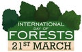 Reminder Date for International Day of Forests with Trees, Vector Illustration