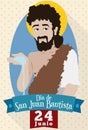 Reminder Date and Portrait for Saint John`s Eve in Spanish, Vector Illustration