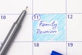 Reminder Family Reunion in calendar