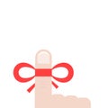 Reminder finger sign with red bow