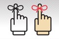 Reminder hand with tied ribbon to finger -vector flat icon on a transparent background