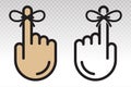 Reminder hand with tied ribbon to finger -vector flat icon on a transparent background Royalty Free Stock Photo