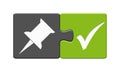 Reminder icon on green grey puzzle button Royalty Free Stock Photo