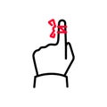Reminder icon. Hand with a red bow as a reminder symbol. Vector Royalty Free Stock Photo