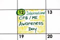 Reminder International CFS/ ME Awareness Day in calendar