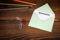 Reminder. Letter with text on a brown office desk Royalty Free Stock Photo