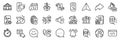 Reminder, Love chat and Confirmed flight line icons pack. For web app. App line icons. Vector