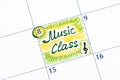 Reminder Music Class in calendar.