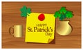 Reminder paper word happy st. patrick`s day vector. Vector Illustration.
