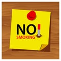 Reminder paper word no smoking vector. Vector Illustration. Royalty Free Stock Photo