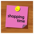Reminder paper word shopping time vector. Vector Illustration.