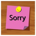 Reminder paper word sorry vector. Vector Illustration. Royalty Free Stock Photo