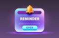 Reminder service message information, media app ui. Vector