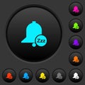 Reminder snooze dark push buttons with color icons