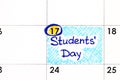 Reminder Students Day in calendar November 17