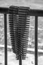 Reminder of the Vietnam war. chain of kalashnikov cartridges, Vietnam