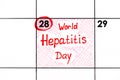 Reminder World Hepatitis Day in calendar