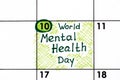 Reminder World Mental Health Day in calendar