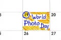 Reminder World Photo Day in calendar
