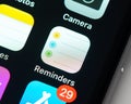 Reminders app icon on Apple iPhone screen