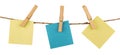 Three Sticky Notes Hanging on Twine Attached with