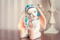 Reminiscences of childhood. Old vintage handmade art plush doll Royalty Free Stock Photo
