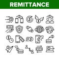 Remittance Finance Collection Icons Set Vector