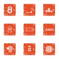 Remittance icons set, grunge style