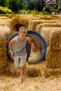 Children Straw Bales Farm Royalty Free Stock Photo