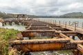 Remnants of the dock at Ahukini Recreational Pier State Park on Kauai Island