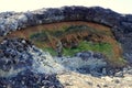 The remnants of the last volcanic eruptions between the year of 1975 and 1984 at Krafla Lava Field near Myvatn, Iceland during the Royalty Free Stock Photo