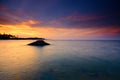 The remnants of old military fortress from world wor II at Kuala Dasar Sabak Beach in Kelantan Malaysia during sunset.