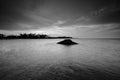 The remnants of old military fortress from world wor II at Kuala Dasar Sabak Beach in Kelantan Malaysia during sunset.