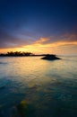 The remnants of old military fortress from world wor II at Kuala Dasar Sabak Beach in Kelantan Malaysia during sunset.