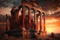 the remnants of the Red Basilica in Bergama, Turkey. The Egyptian Gods Temple Royalty Free Stock Photo