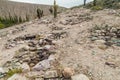 Remnants of tombs at pre-Columbian fortification Pucara near Tilcara village in Quebrada de Humahuaca valley, Argenti Royalty Free Stock Photo